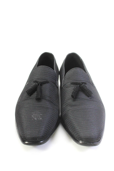 Stacy Adams Mens Textured Tassel Tied Slip-On Formal Loafers Black Size 10.5