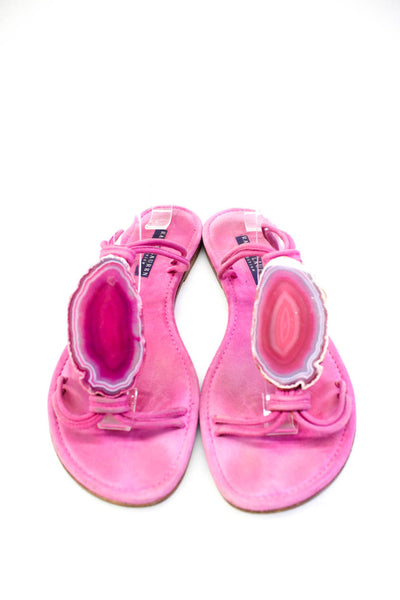 Ralph Lauren Collection Women's Embellished Flat Sandals Pink Size 6.5