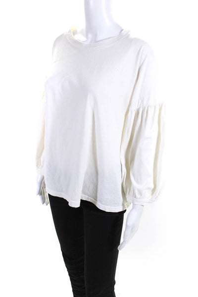 Velvet by Graham & Spencer Womens Ivory Cotton Puff 3/4 Sleeve Blouse Top SizeXL