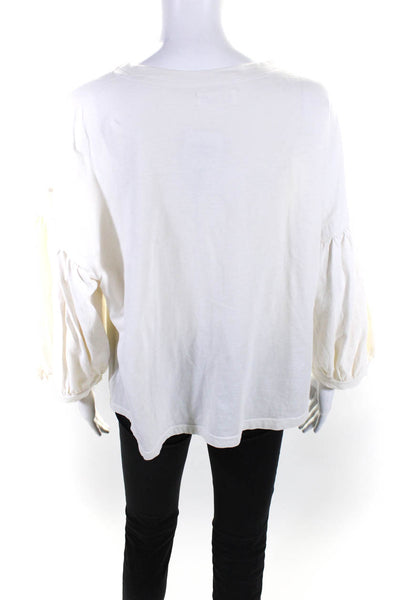 Velvet by Graham & Spencer Womens Ivory Cotton Puff 3/4 Sleeve Blouse Top SizeXL