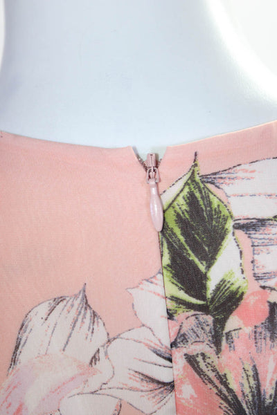 Eliza J Womens Pink Floral Print Zip Back V-Neck Sleeveless Hi-Low Dress Size 6