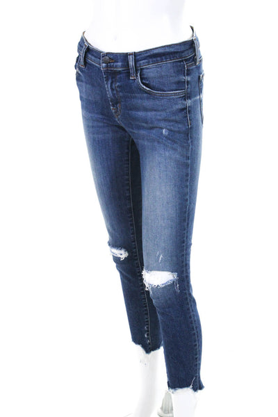 J Brand Womens Revoke Destruct High Rise Ankle Skinny Jeans Blue Size 27