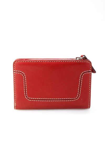 Michael Kors Mens Leather Button Closure Wallet Red