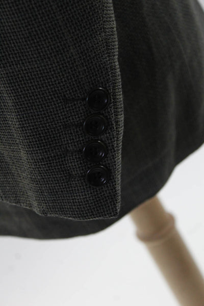 Boss Hugo Boss Mens Wool Plaid Notched Collar Two Button Blazer Green Size 42R