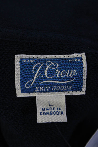 J Crew Women's 1/4 Zip Mock Neck Cotton Knit Pullover Sweater Navy Size L