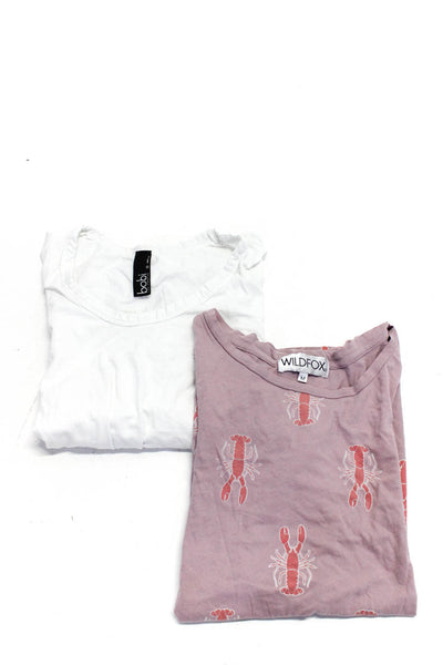 Wildfox Bobi Los Angeles Women's Short Sleeve Tees Pink White Size S M Lot 2