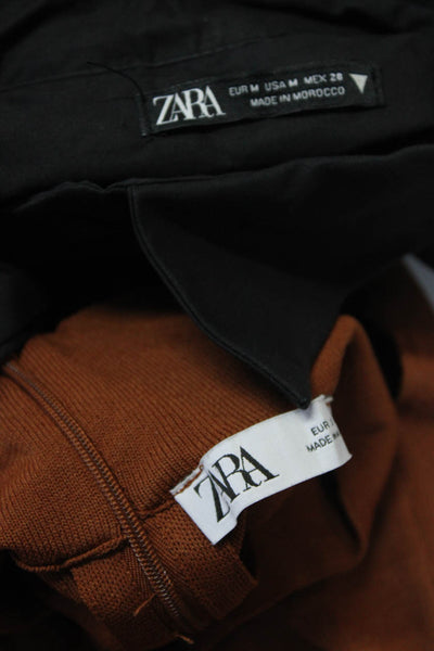 Zara Womens High Cutout Neckline Sleeveless Tank Tops Brown Black Size S M Lot 2