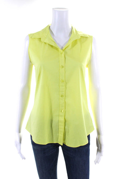 Theory Womens Cotton Collared Buttoned-Up Sleeveless Tank Top Yellow Size M