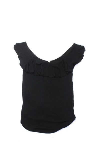 We The Free Free People Womens Ruffle Layered Textured Tops Black Size S L Lot 2