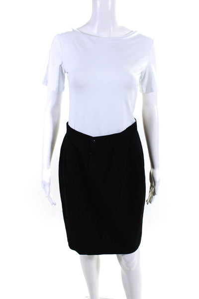 Krizia Womens Unlined Twill Mini Pencil Skirt Black Wool Size IT 44