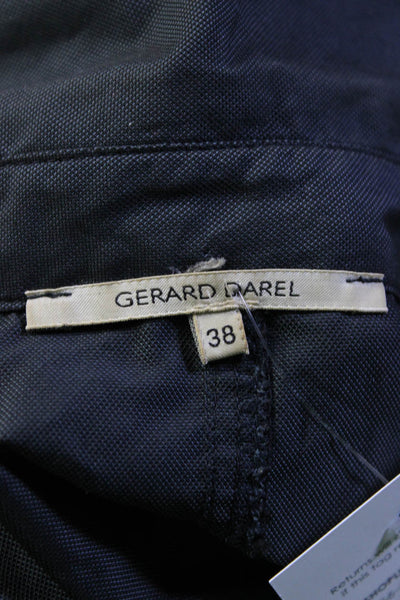 Gerard Darel Womens Unlined Button Up Canvas Collared Jacket Navy Size FR 38