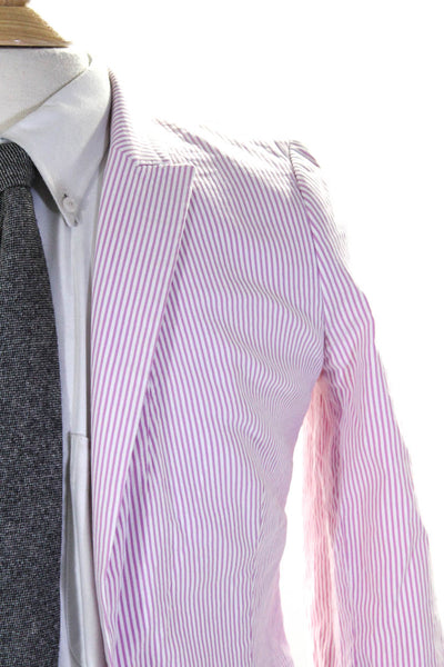 J Crew Womens Cotton Pinstripe Long Sleeve Notched Collar Blazer Pink Size 34