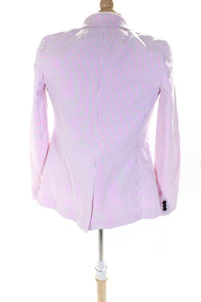 J Crew Womens Cotton Pinstripe Long Sleeve Notched Collar Blazer Pink Size 34