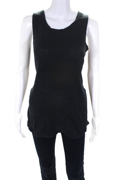 Current/Elliott  Womens Cotton Crew Neck Sleeveless T-Shirt Tank Top Black Size1