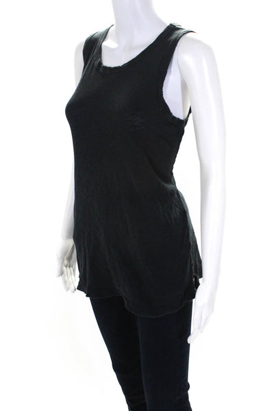 Current/Elliott  Womens Cotton Crew Neck Sleeveless T-Shirt Tank Top Black Size1