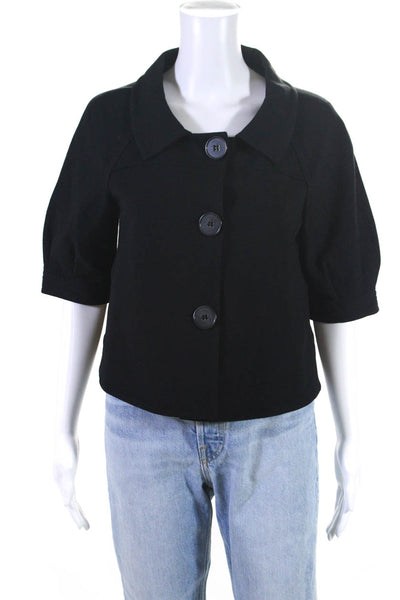 Theory Women's Half Sleeve Button Front Short Jacket Black Size M