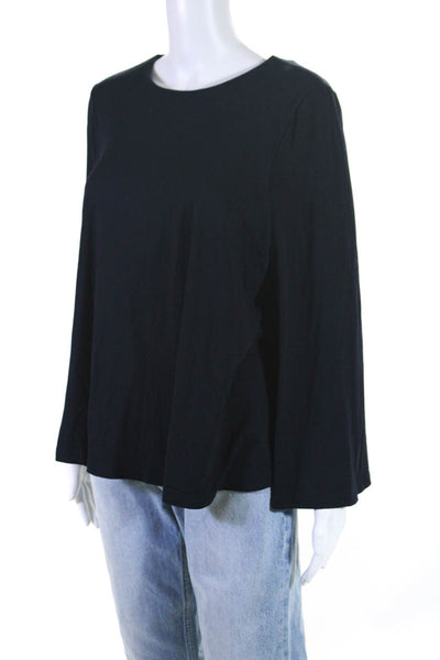 Susana Monaco Women's Scoop Neck Long Sleeve Jersey Tee Dark Blue Size M