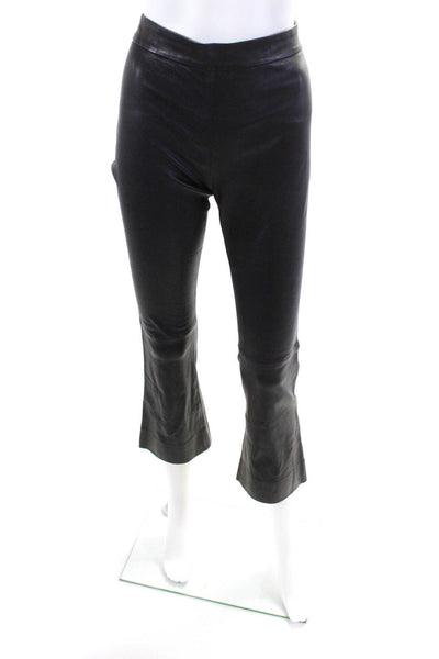 Lisa Perry Women's Leather Mid Rise Bootcut Pants Black Size 10