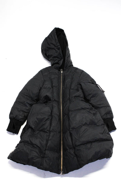 NUNUNU Girls Solid Black Full Zip Hooded Long Sleeve Puffer Coat Size 4-5