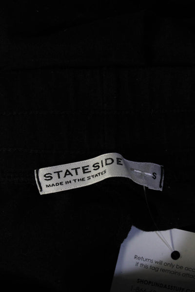 Stateside Womens Cotton Knit Drawstring Waist Wide Leg Capri Pants Black Size S