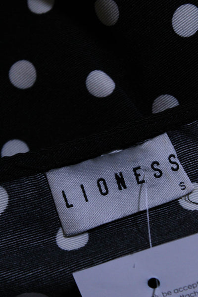 Lioness Womens Deep V Neck Polka Dot Short Sleeve Mini Dress Black Size Small