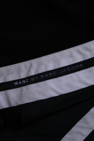 Marc By Marc Jacobs Womens Satin Stripe Slim Leg Mid Rise Pants Black Size 4