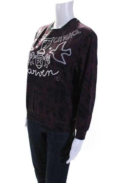 Carven Womens Soutache Embroidered Crew Neck Sweatshirt Black Burgundy Small