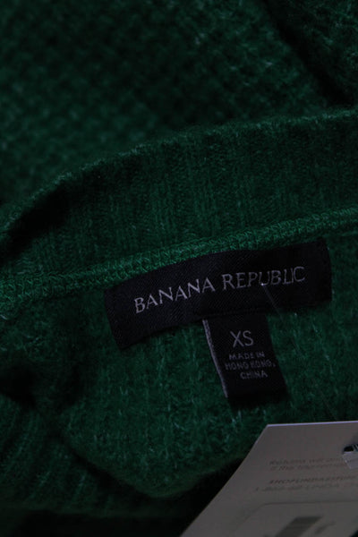 Banana Republic Womens Crew Neck Waffle Knit Pullover Sweater Green Size XS