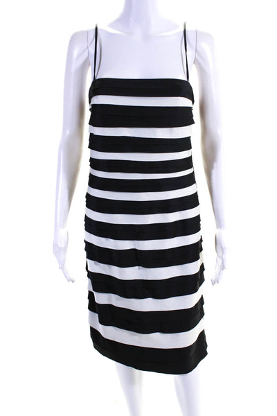 JS Collections Womens Spaghetti Strap Mini Bandage Dress Black White Size 6