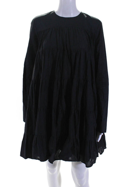 Merlette Women's Soliman Tiered A Line Knee Length Dress Black Size XS