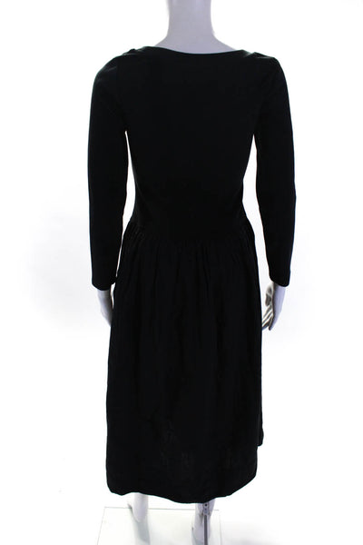 FP Beach Women's Scoop Neck Long Sleeve A Line Midi Dress Black Size S