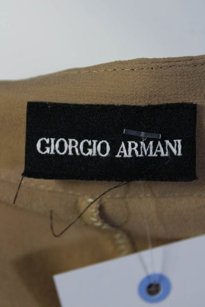 Giorgio Armani Womens Crepe Mid Rise Flared Knee Length Skirt Khaki Size L