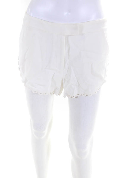 A.L.C. Womens Scallop Edging Hook + Bar Closure High-Rise Shorts White Size 6