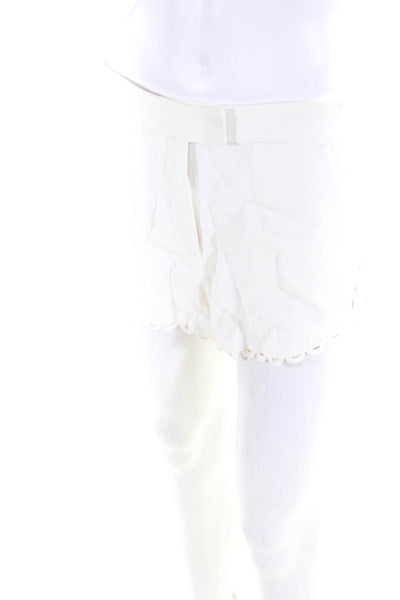 A.L.C. Womens Scallop Edging Hook + Bar Closure High-Rise Shorts White Size 6