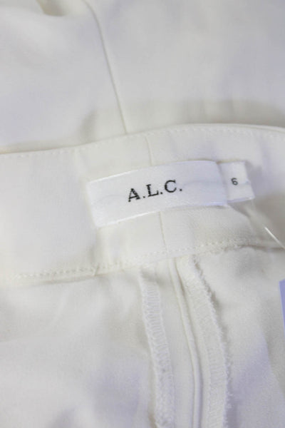 A.L.C. Womens Scallop Edging Hook + Bar Closure High-Rise Shorts White Size 6