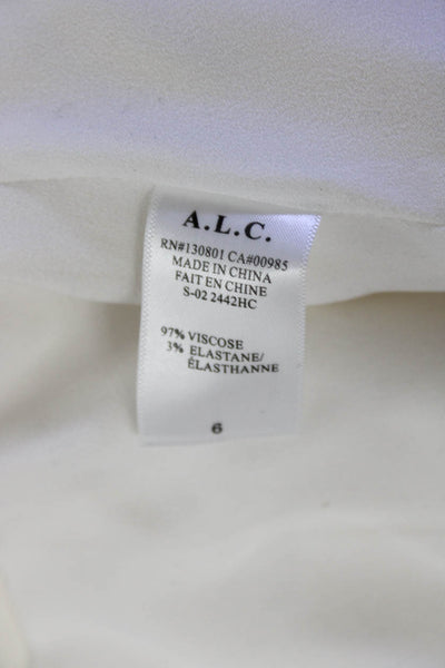 A.L.C. Womens Scallop Edging Hook + Bar Closure High-Rise Shorts White Size 6