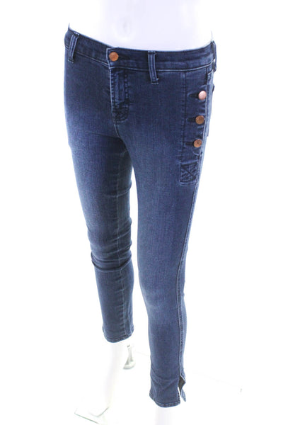 J Brand Womens Cotton Button Detail Zip Fly Mid-Rise Skinny Jeans Blue Size 25