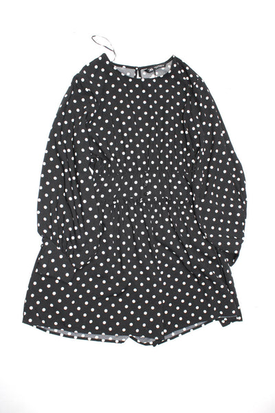 Zara Zara Trafaluc Womens Polka Dot Romper Button-Up Blouse Top Black XS S Lot 2