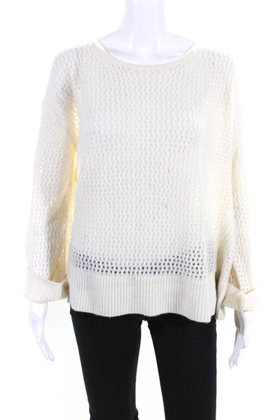 Derek Lam 10 Crosby Womens Cashmere Waffle-Knit Pullover Sweater White Size M