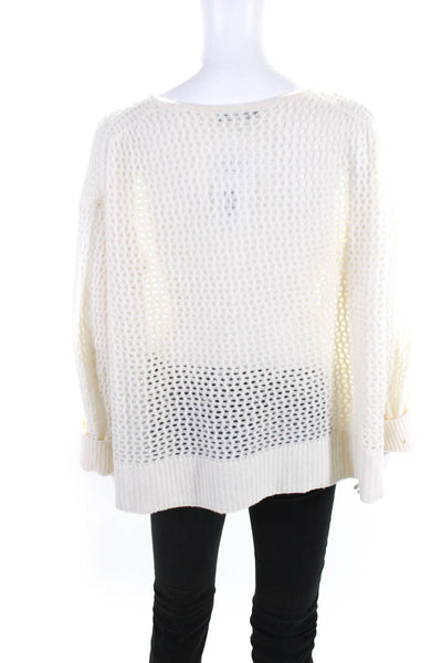 Derek Lam 10 Crosby Womens Cashmere Waffle-Knit Pullover Sweater White Size M