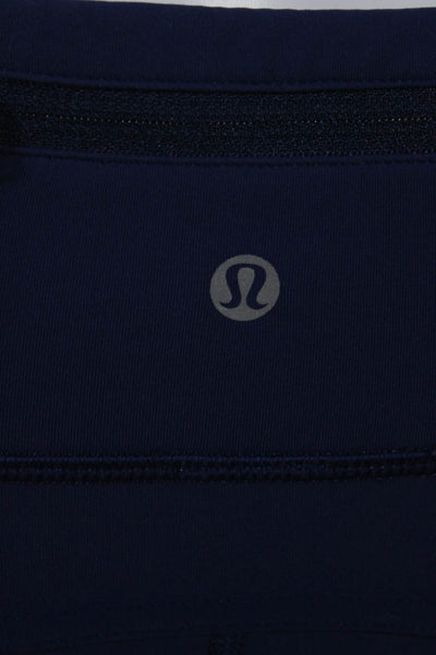 Lululemon Womens Mesh Insert Cropped Capri Leggings Pants Navy Blue Size 4