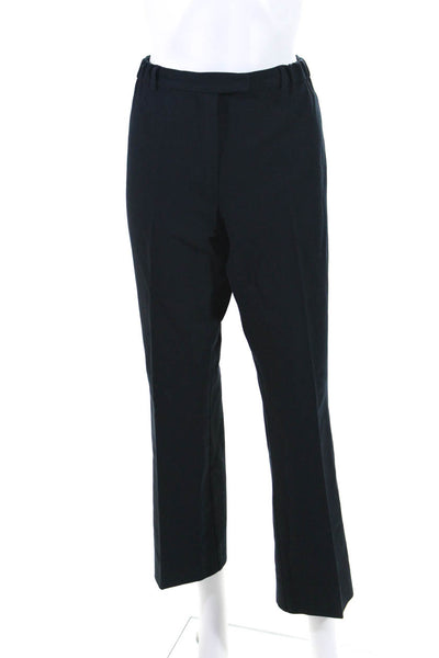 'S Max Mara Womens Elastic Waist Zip Up Straight Leg Pants Trousers Navy Size 14