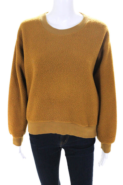 Everlane Womens Brown Fuzzy Crew Neck Long Sleeve Pullover Sweater Top Size S