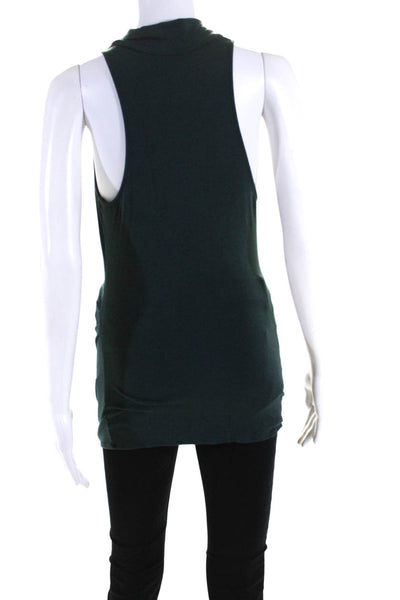 Helmut Women's Round Neck Sleeveless Tunic Blouse Green Size S