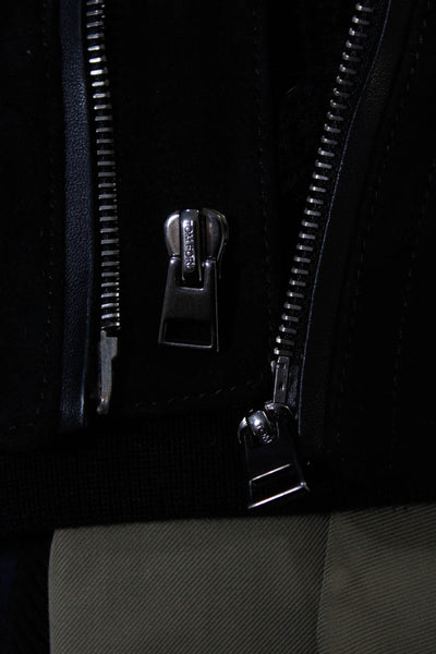 Tom Ford Mens Black Suede Cotton Mock Neck Full Zip Long Sleeve Jacket Size 48