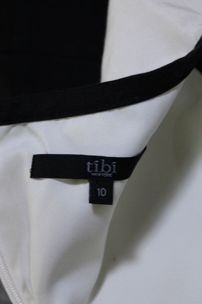 Tibi Womens Silk Abstract Print Sleeveless A Line Dress White Size 10