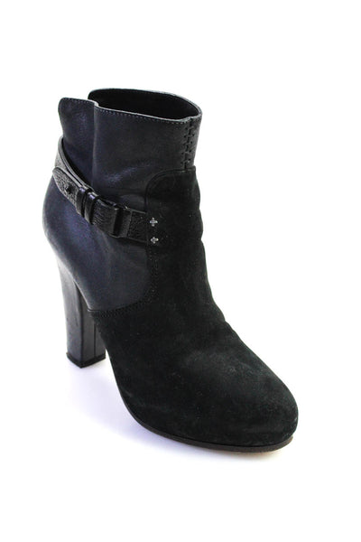 Rag & Bone Womens Slip On Block Heel Ankle Booties Black Leather Suede Size 36
