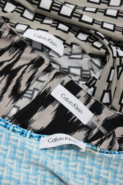 Calvin Klein Womens Sleeveless Abstract Printed Shirts Brown Blue Small Lot 3