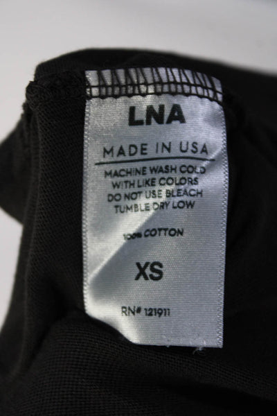 LNA Womens Long Sleeve Leopard Print Crew Neck Top Tee Shirt Black Gray Size XS
