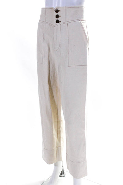 Intermix Womens Mid Rise Straight Leg Cropped Denim Pants Ivory Size 2